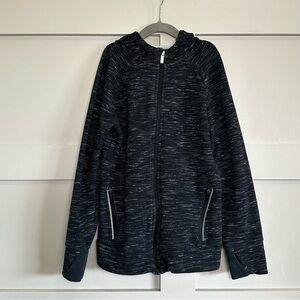 All in Motion Boys Zip Up Hoodie Thumbholes Pockets Heather Black Size 8-10